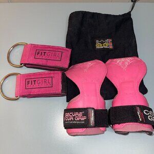 Set of Pink Cobra Grips and Fit Girl Set Ankle Strap/Cable Resistance Bands